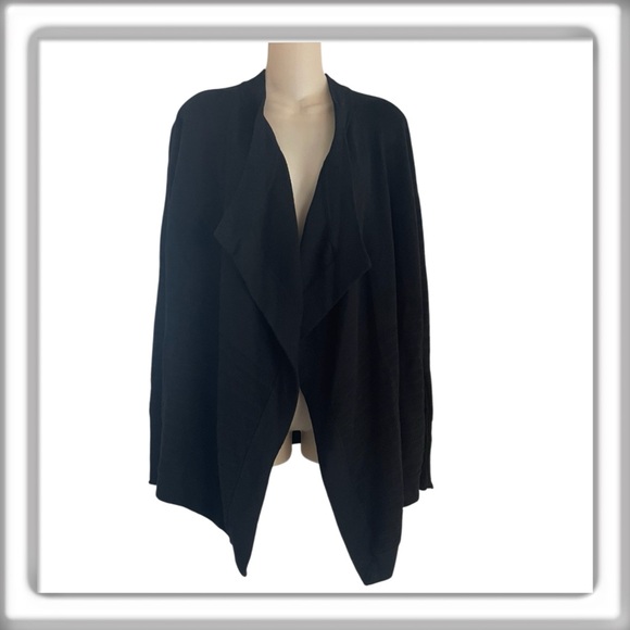 Lululemon Open Front Textured Cardigan Sweater Pockets Black Oversized Size 4 - Picture 1 of 13